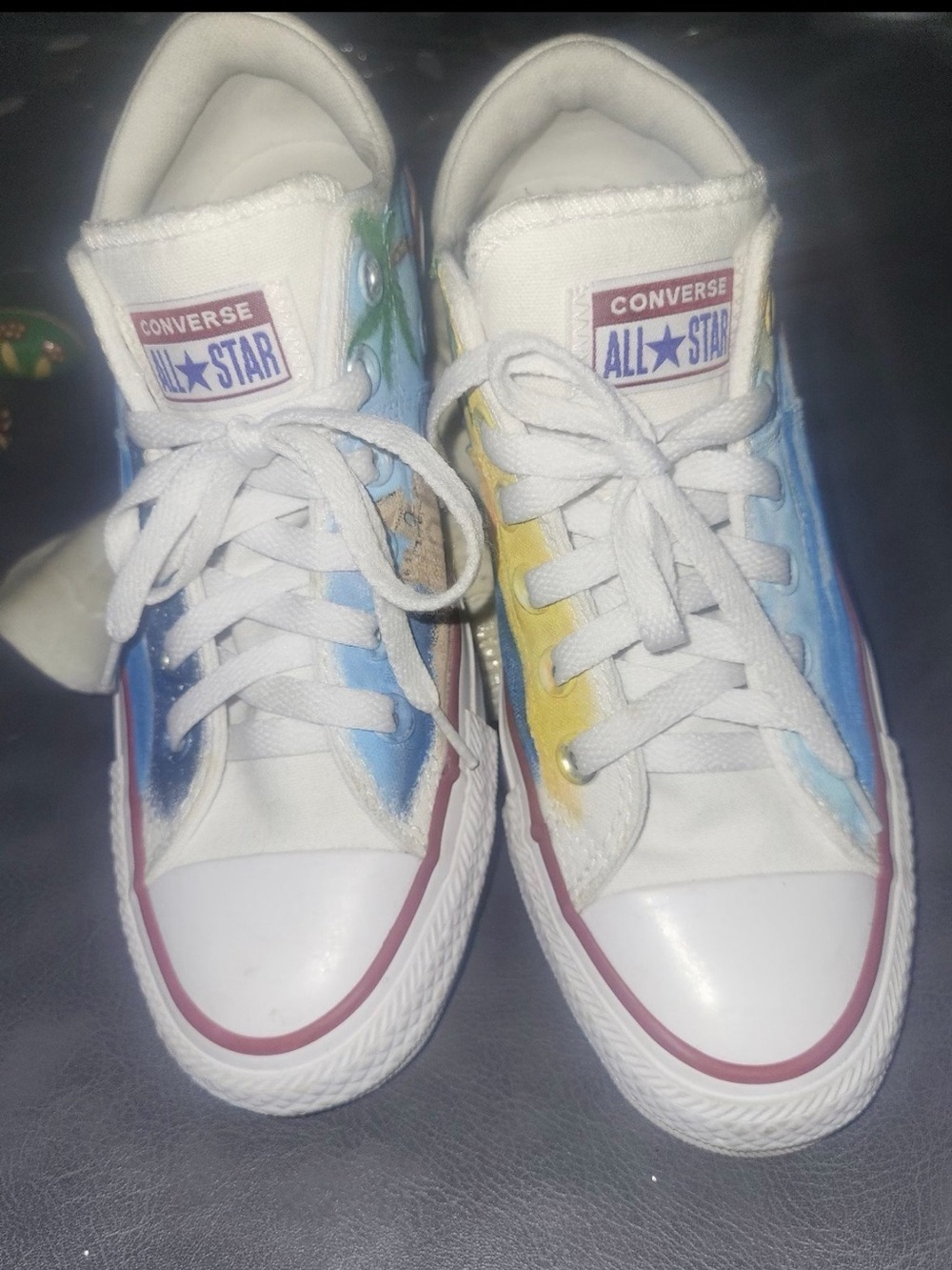 Converse Women’s Custom Beach Themed Chuck Taylor’s Size 7.5 Like New